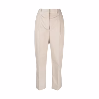 (Women) PRADA SS23 Khaki Pleated Dress Trousers Ankle-Length P287G-12NS-F0A08-S-231