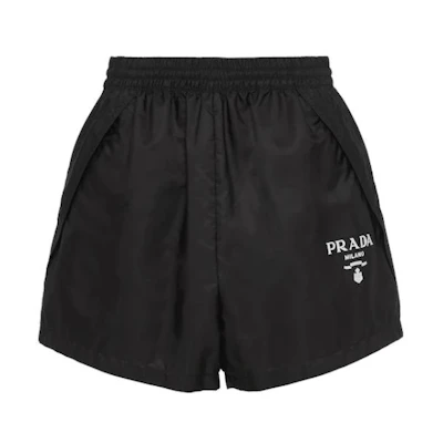 (Women) PRADA SS23 Letter Print Casual Shorts Black 22X901-1WQ9-F0002-S-231