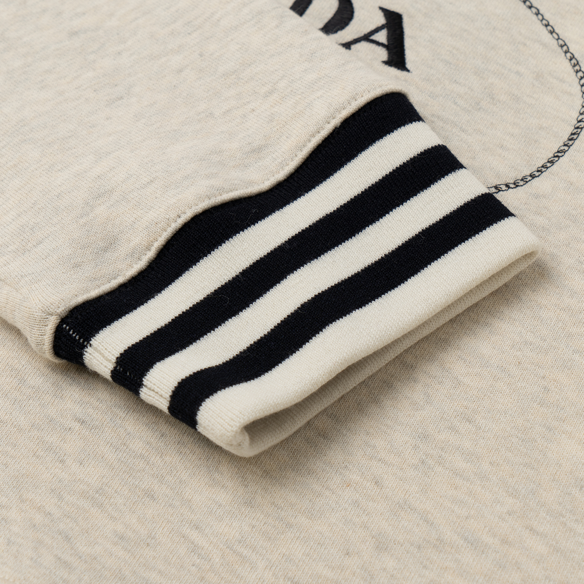 Details for (W) 普拉达 SS23 标志印花短款圆领卫衣 米白色. 134676-1X6Q-F0018