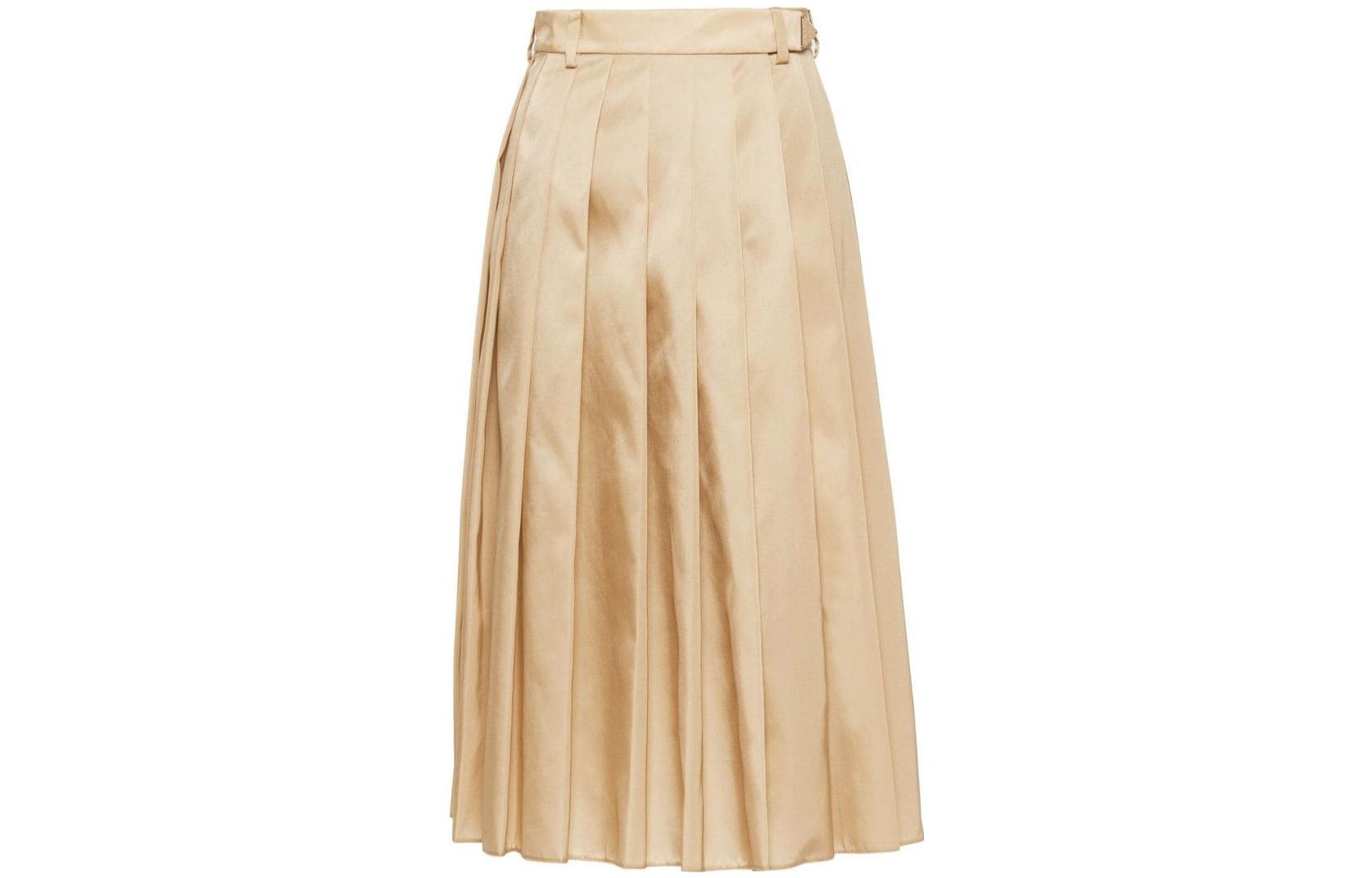 (Women) PRADA SS23  Pleated High-Waist Midi Skirt in Khaki 21H942-1WQ8-F0F24-S-231