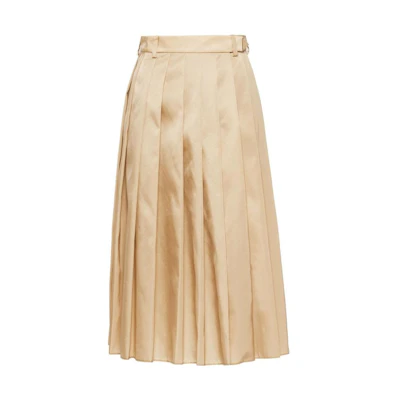 (Women) PRADA SS23 Pleated High-Waist Midi Skirt in Khaki 21H942-1WQ8-F0F24-S-231
