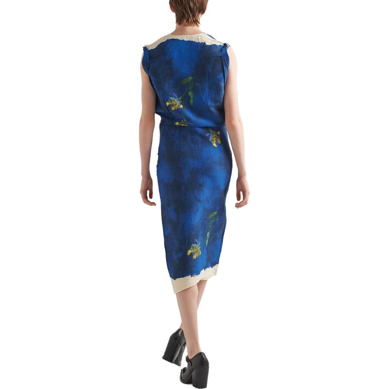 Shop (W) PRADA SS23 Vestido Ajustado Sin Mangas Estampado Morado Azul Oscuro. P3J89-126G-F0016-S-231