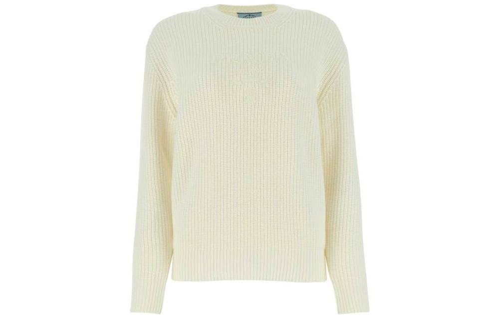 Order (Women) PRADA SS23  Solid Color Crewneck Long Sleeve Sweater Off-White. P24S1IS22111N2-F0009