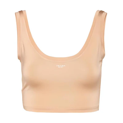 (Women) PRADA SS23 Solid Color Letter Print Crop Tank Top Orange. 39556-12IB-F0770-S-231