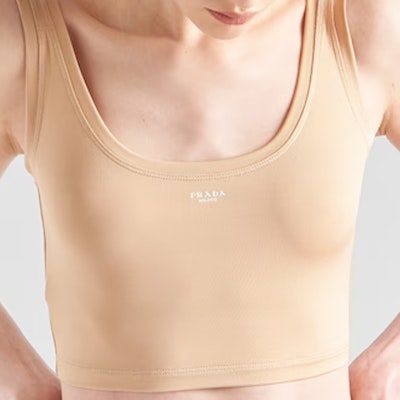 (Women) PRADA SS23 Solid Color Letter Print Crop Tank Top Orange. 39556-12IB-F0770-S-231 Details for (Women) PRADA SS23 Solid Color Letter Print Crop Tank Top Orange. 39556-12IB-F0770-S-231