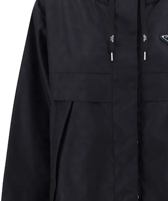 (Women) PRADA SS23 Solid Color Logo Hoodie Drawstring Jacket in Black. 29Z128-1X6O-F0002-S-232 Purchase (Women) PRADA SS23 Solid Color Logo Hoodie Drawstring Jacket in Black. 29Z128-1X6O-F0002-S-232