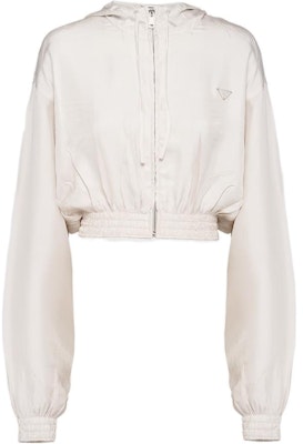 (Women) PRADA SS23 Solid Ivory Silk Satin Hooded Jacket P548N-12TV-F0304-S-231 Order (Women) PRADA SS23 Solid Ivory Silk Satin Hooded Jacket P548N-12TV-F0304-S-231