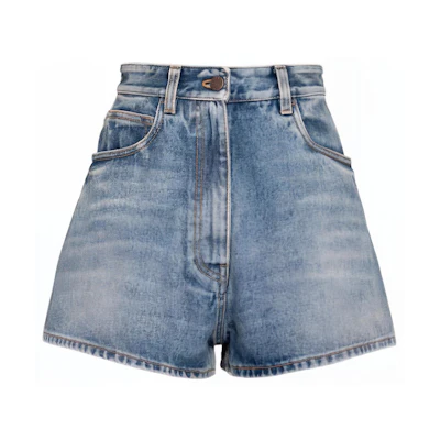 (Women) PRADA SS23 Washed High-Waist Denim Shorts Blue GFP495-12O0-F0BAU-S-231