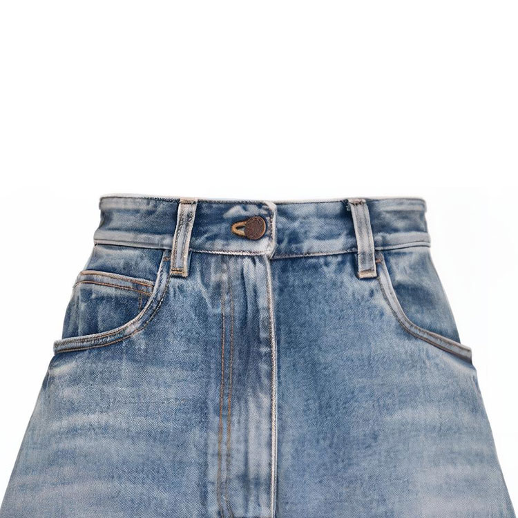 Purchase (W) PRADA SS23 ウォッシュド ハイウエスト デニムショーツ ブルー GFP495-12O0-F0BAU-S-231