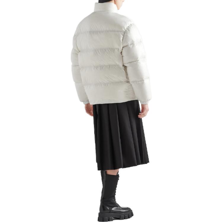 Shop (Women) PRADA SS23  White Puffer Jacket with Logo Print and High Collar. 292065-11A9-F0009-S-222