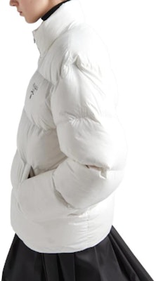 (Women) PRADA SS23 White Puffer Jacket with Logo Print and High Collar. 292065-11A9-F0009-S-222 Purchase (Women) PRADA SS23 White Puffer Jacket with Logo Print and High Collar. 292065-11A9-F0009-S-222