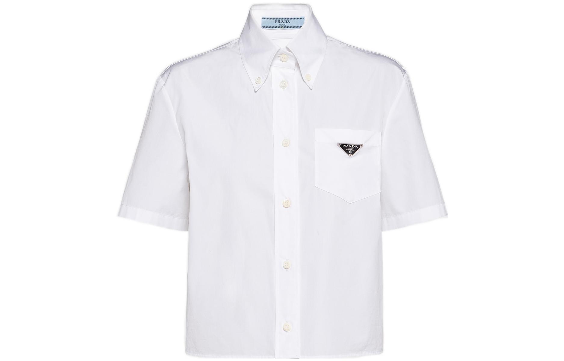 (Women) PRADA SS23  White Short-Sleeve Poplin Button-Up Shirt. P419G-1XV2-F0009-S-222 圖 2
