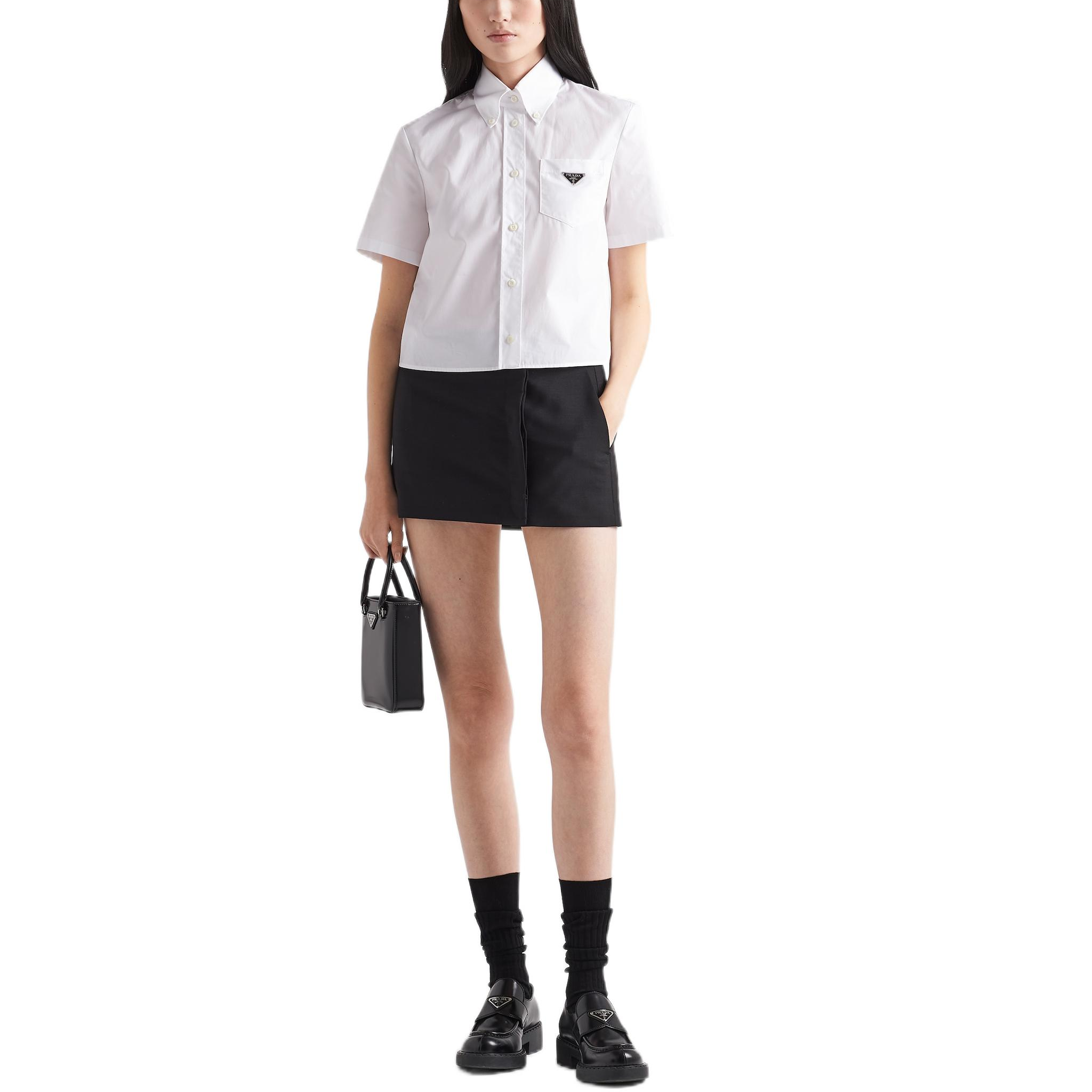 (Women) PRADA SS23  White Short-Sleeve Poplin Button-Up Shirt. P419G-1XV2-F0009-S-222 圖 3