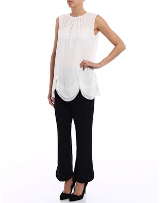 (W) PRADA SS23 Kemeja Tanpa Lengan Putih dengan Desain Lipat Anti Matahari P922E-1H51-F0304 Lookbook (W) PRADA SS23 Kemeja Tanpa Lengan Putih dengan Desain Lipat Anti Matahari P922E-1H51-F0304