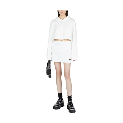 (Women) PRADA SS23 White Slim-Fit Casual Mini Skirt. 31127S23110Z0-F0009