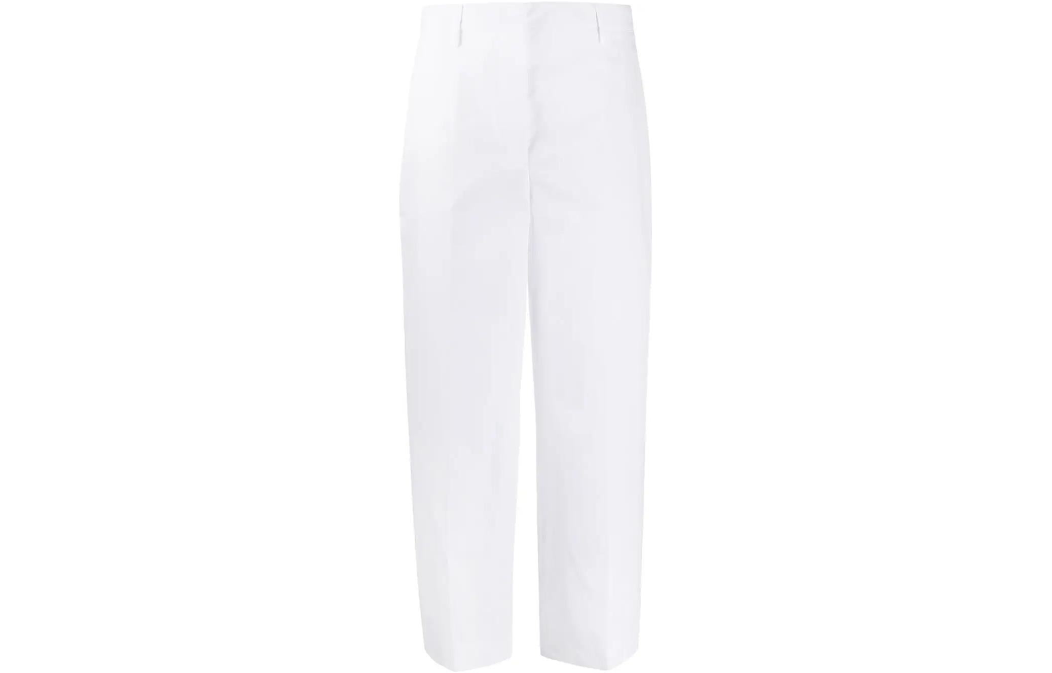 Order (Women) PRADA SS23  White Straight-Leg Ankle-Zip Casual Pants P210D-1UCX-F0009-S-201