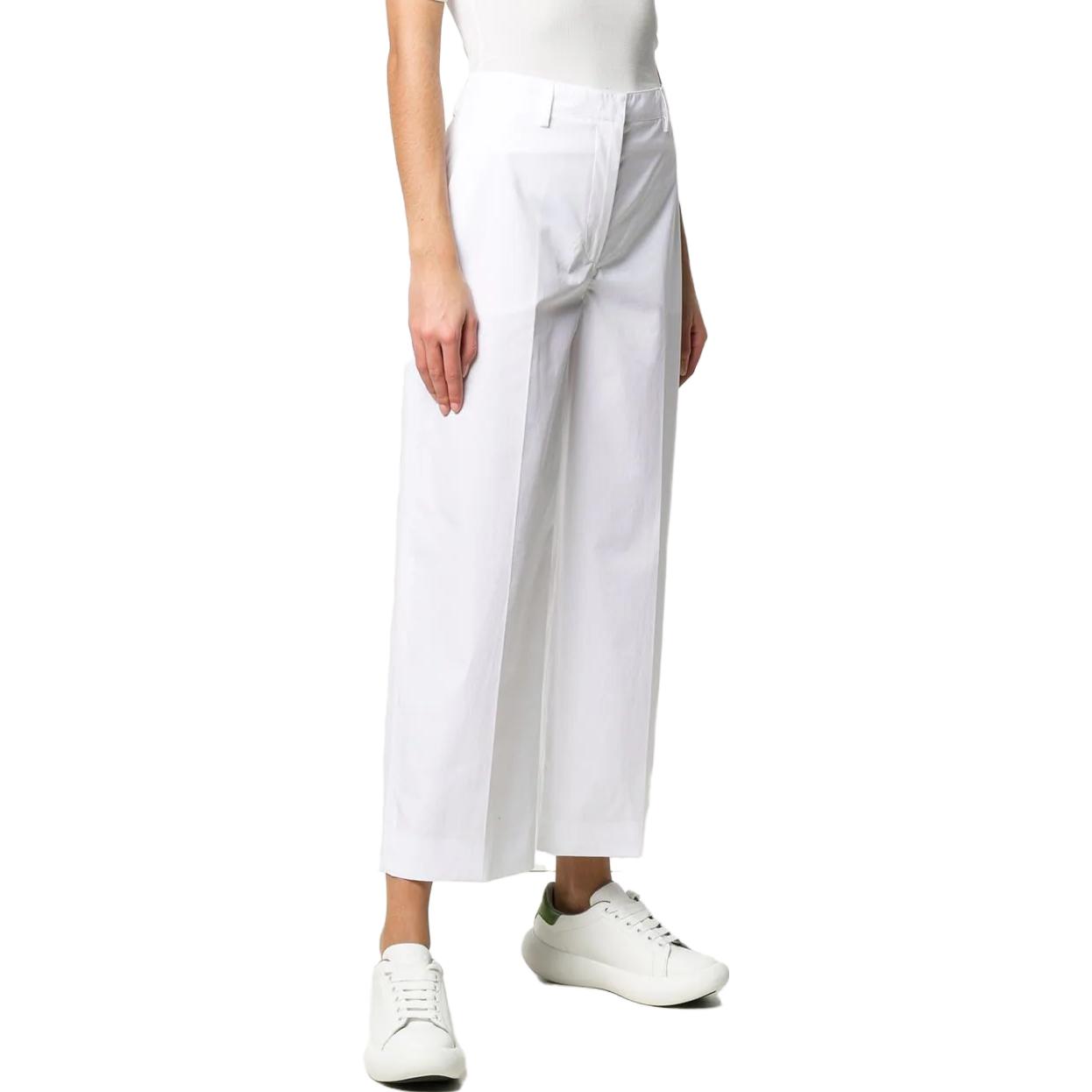 Purchase (Women) PRADA SS23  White Straight-Leg Ankle-Zip Casual Pants P210D-1UCX-F0009-S-201