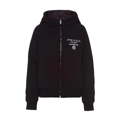 (Women) Prada SS23 Black Letter Logo Print Hooded Down Jacket P25I95-10J4-F0002