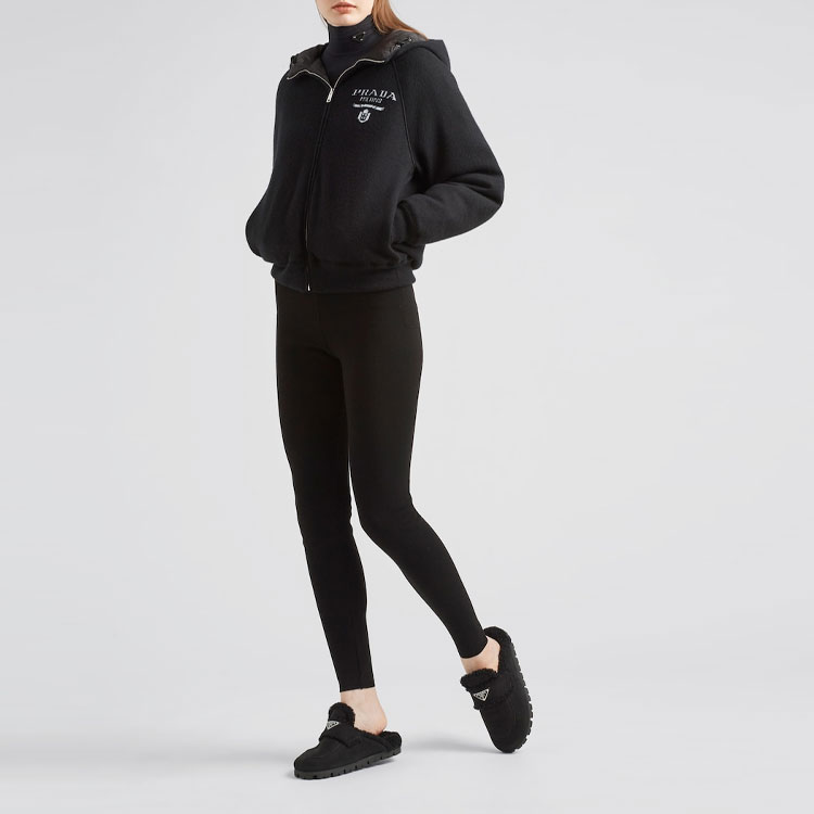 Lookbook (Women) Prada SS23 Black Letter Logo Print Hooded Down Jacket P25I95-10J4-F0002