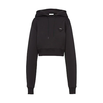 (Women) PRADA SS23 Holiday Collection Black Fleece Hoodie. 134666-12EE-F0002-S-231