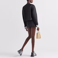 Shop (W) PRADA SS23 假日水晶鈕扣黑色短版外套 時尚設計師外衣 P524N-1Z9M-F0002-S-231