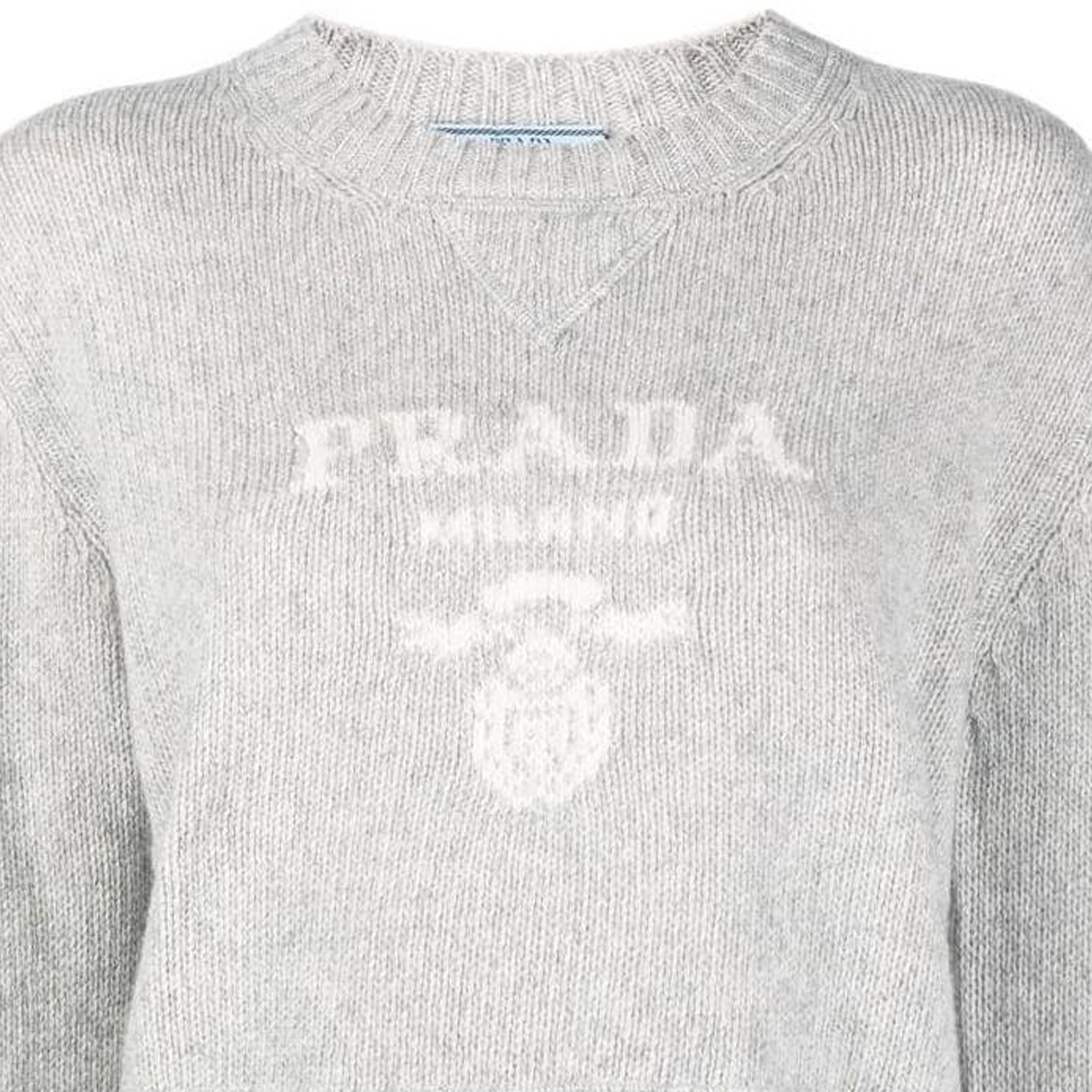 Details for (Women) PRADA SS23 Logo Intarsia Crewneck Pullover Sweater Women’s Grey. P24U1T-1YMW-F0K44-S-231
