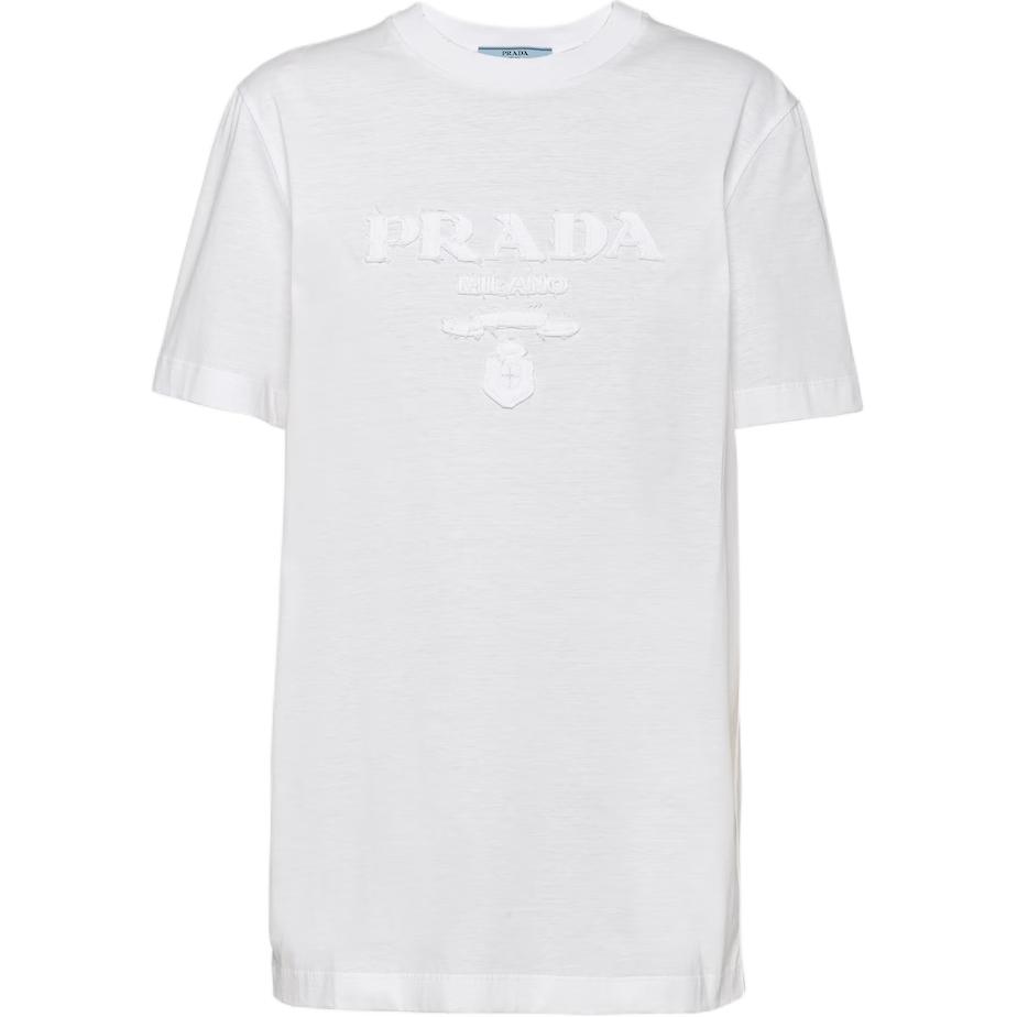 (Women) PRADA SS23 Solid Embroidered Knit Short Sleeve T-Shirt  White 35838R-124R-F0009-S-162 圖 3