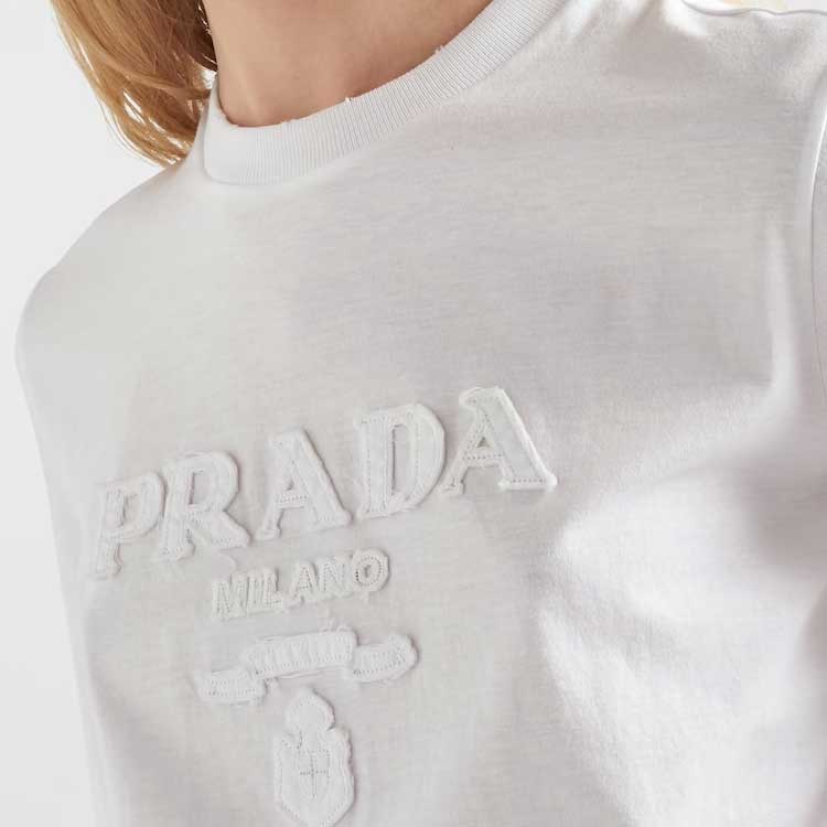 (Women) PRADA SS23 Solid Embroidered Knit Short Sleeve T-Shirt  White 35838R-124R-F0009-S-162 圖 8