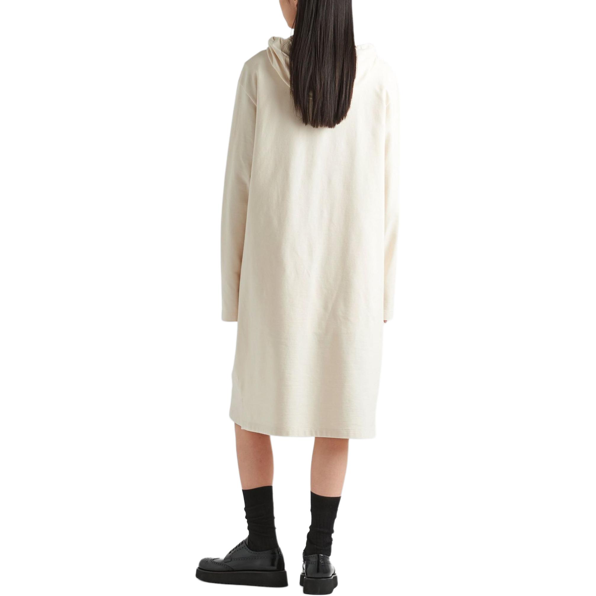 Shop (W) 普拉达 SS24 米色带Logo抽绳连帽长袖连衣裙. 133309-14LY-F0018-S-OOO