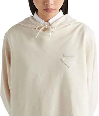 (W) 普拉达 SS24 米色带Logo抽绳连帽长袖连衣裙. 133309-14LY-F0018-S-OOO Purchase (W) 普拉达 SS24 米色带Logo抽绳连帽长袖连衣裙. 133309-14LY-F0018-S-OOO