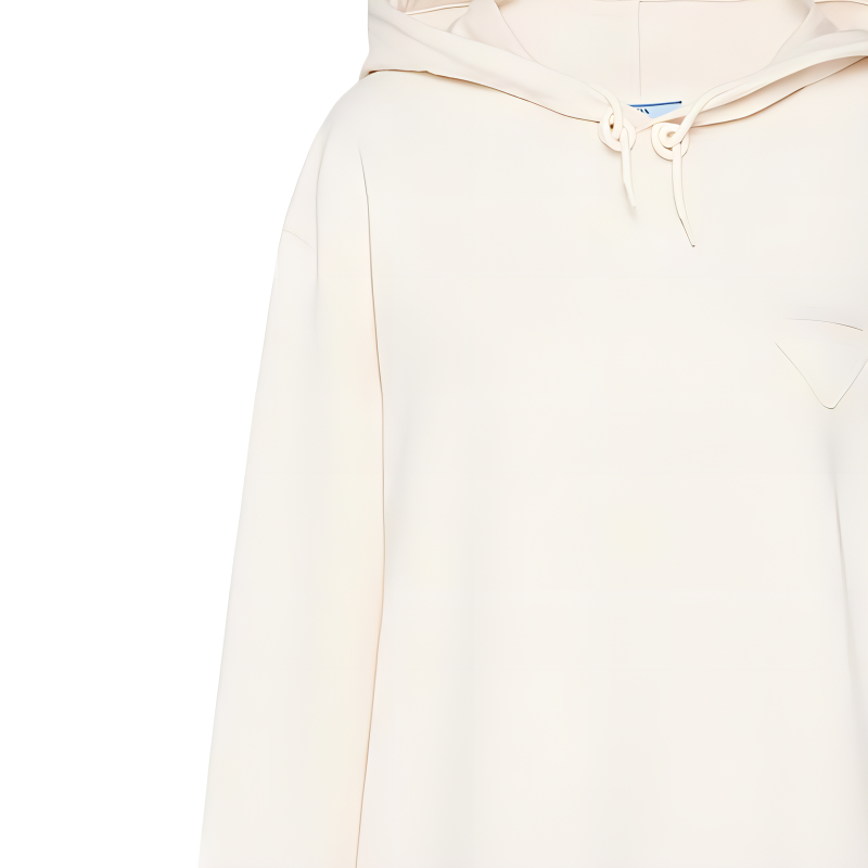 Sizing (W) 普拉达 SS24 米色带Logo抽绳连帽长袖连衣裙. 133309-14LY-F0018-S-OOO