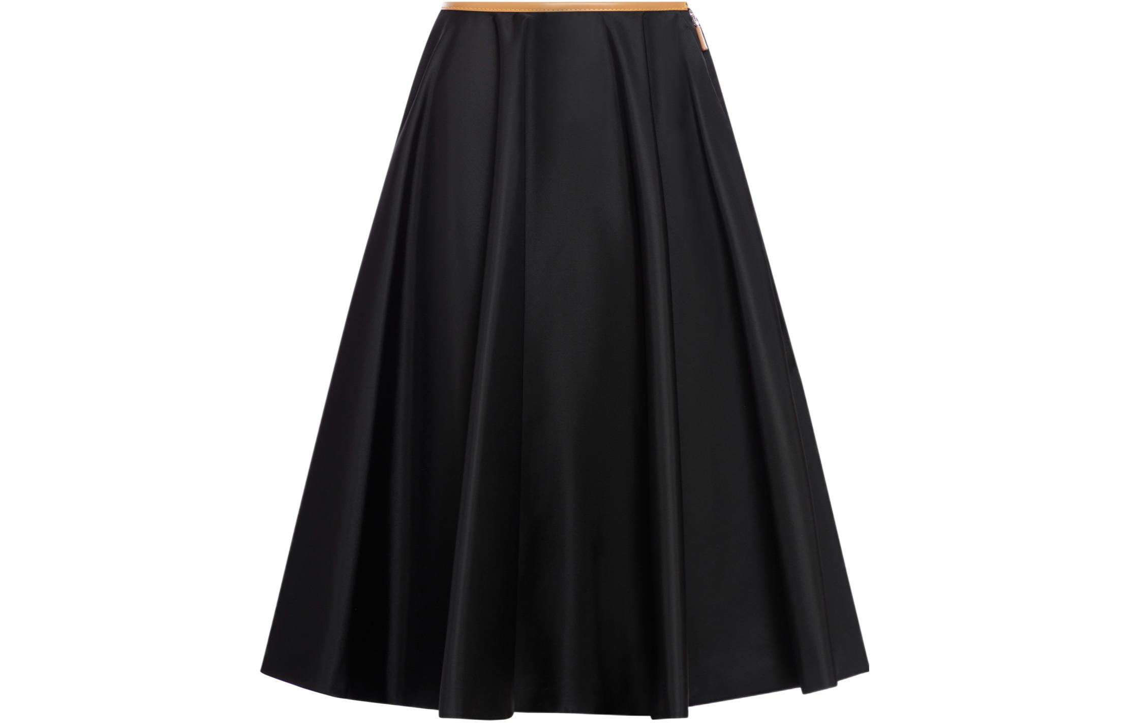 Order (W) PRADA SS24 Falda Larga Negra Casual Línea A Tiro Medio 21C925-1WQ8-F0002-S-OOO