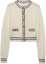 Buy (Women) PRADA SS24 Button-Up Long Sleeve Knit Sweater Cream with Striped Trim. P25M86-15EK-F0VA5-S-OOO