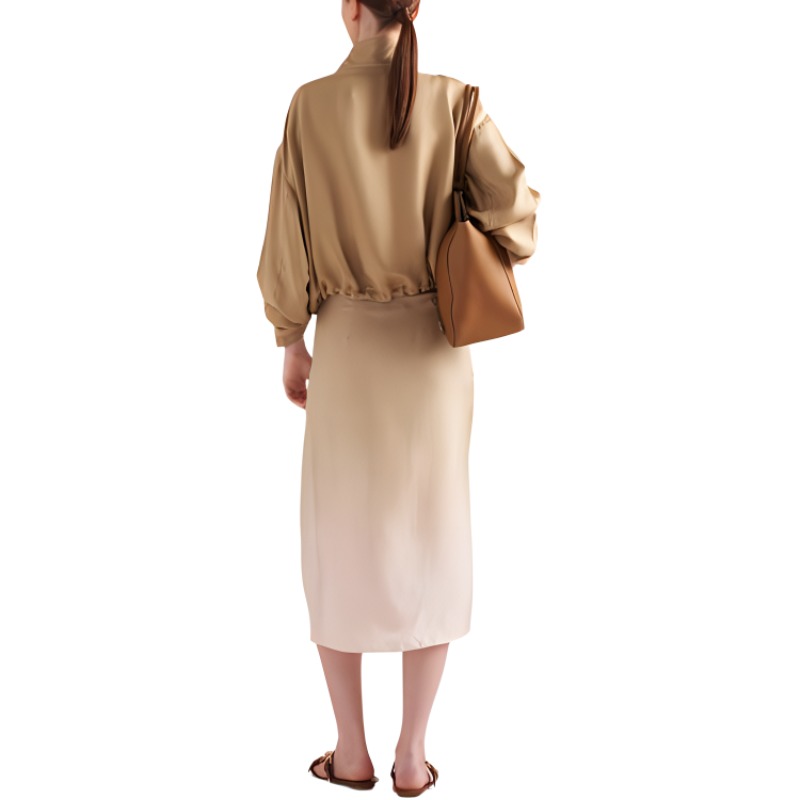 Shop (W) PRADA SS24 卡其色徽標拉鍊設計長袖休閒夾克. P538OQ-14PE-F0065-S-OOO