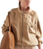 Purchase (W) PRADA SS24 卡其色徽標拉鍊設計長袖休閒夾克. P538OQ-14PE-F0065-S-OOO