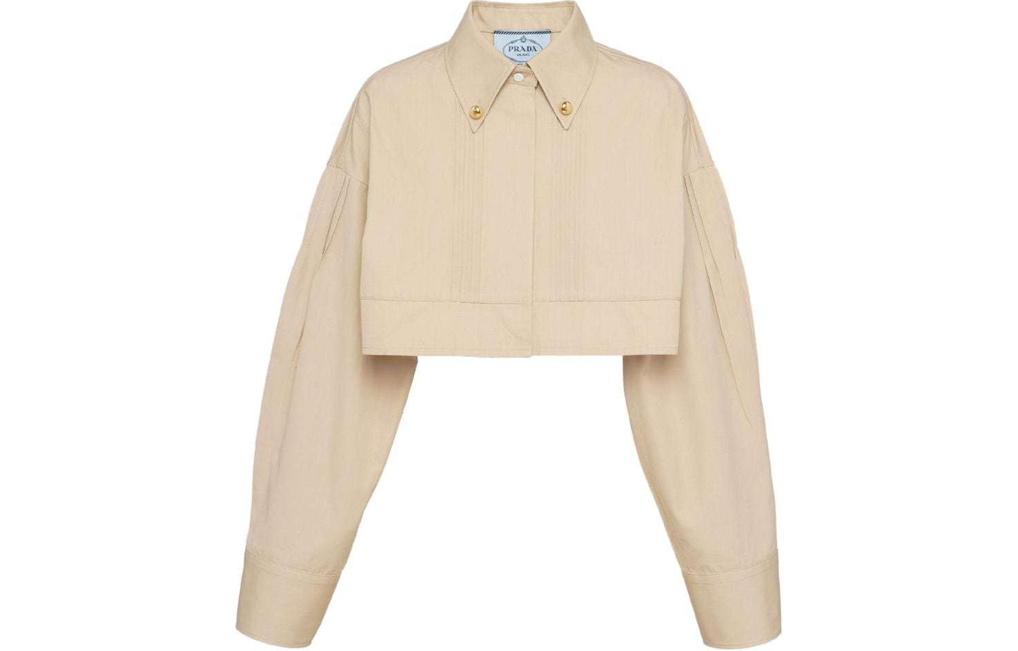 (Women) PRADA SS24  Gold Long Sleeve Short Jacket Casual Outerwear. P539O-1BMS-F0065-S-OOO