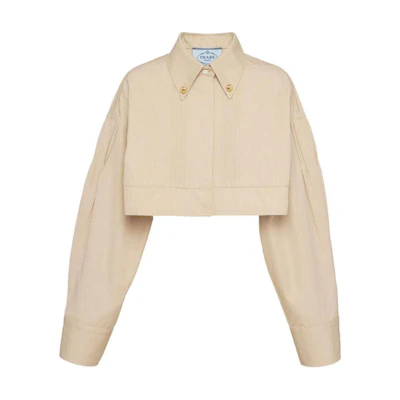 (Women) PRADA SS24 Gold Long Sleeve Short Jacket Casual Outerwear. P539O-1BMS-F0065-S-OOO