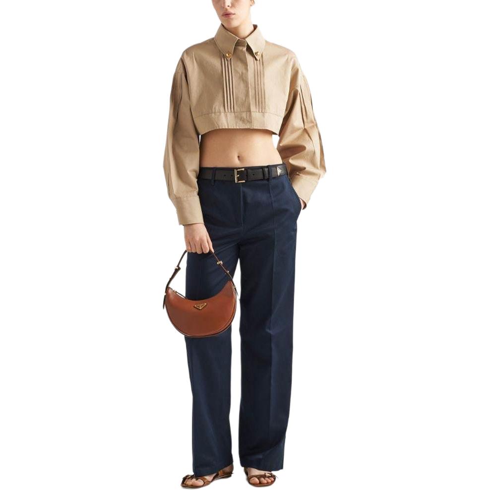 Lookbook (W) PRADA SS24 金色長袖短版外套 休閒外衣。 P539O-1BMS-F0065-S-OOO