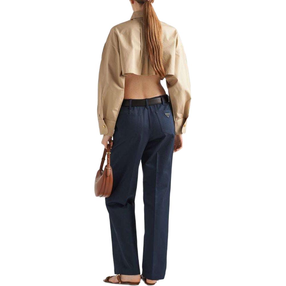 Shop (W) PRADA SS24 金色長袖短版外套 休閒外衣。 P539O-1BMS-F0065-S-OOO