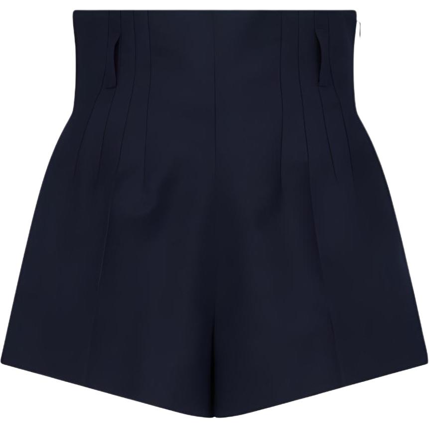 (Women) PRADA SS24  High-Waisted Zip Casual Shorts Navy Blue P214I-1P3Z-F0008-S-OOO