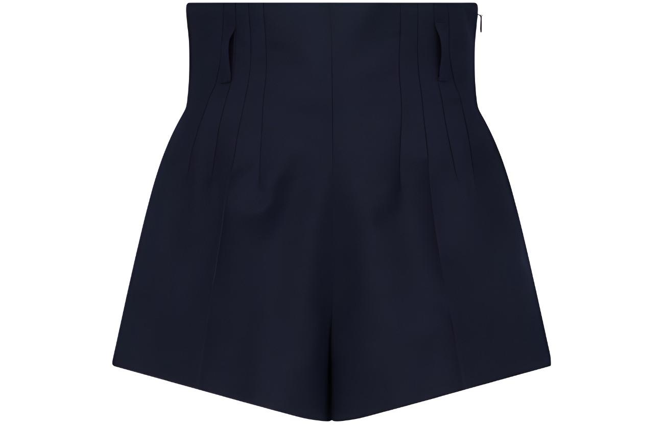 Order (W) プラダ SS24 ハイウエスト ジップ カジュアルショーツ ネイビーブルー P214I-1P3Z-F0008-S-OOO