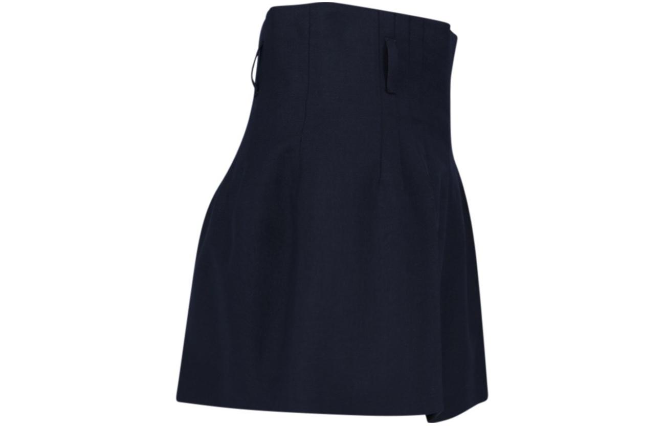 Shop (W) プラダ SS24 ハイウエスト ジップ カジュアルショーツ ネイビーブルー P214I-1P3Z-F0008-S-OOO