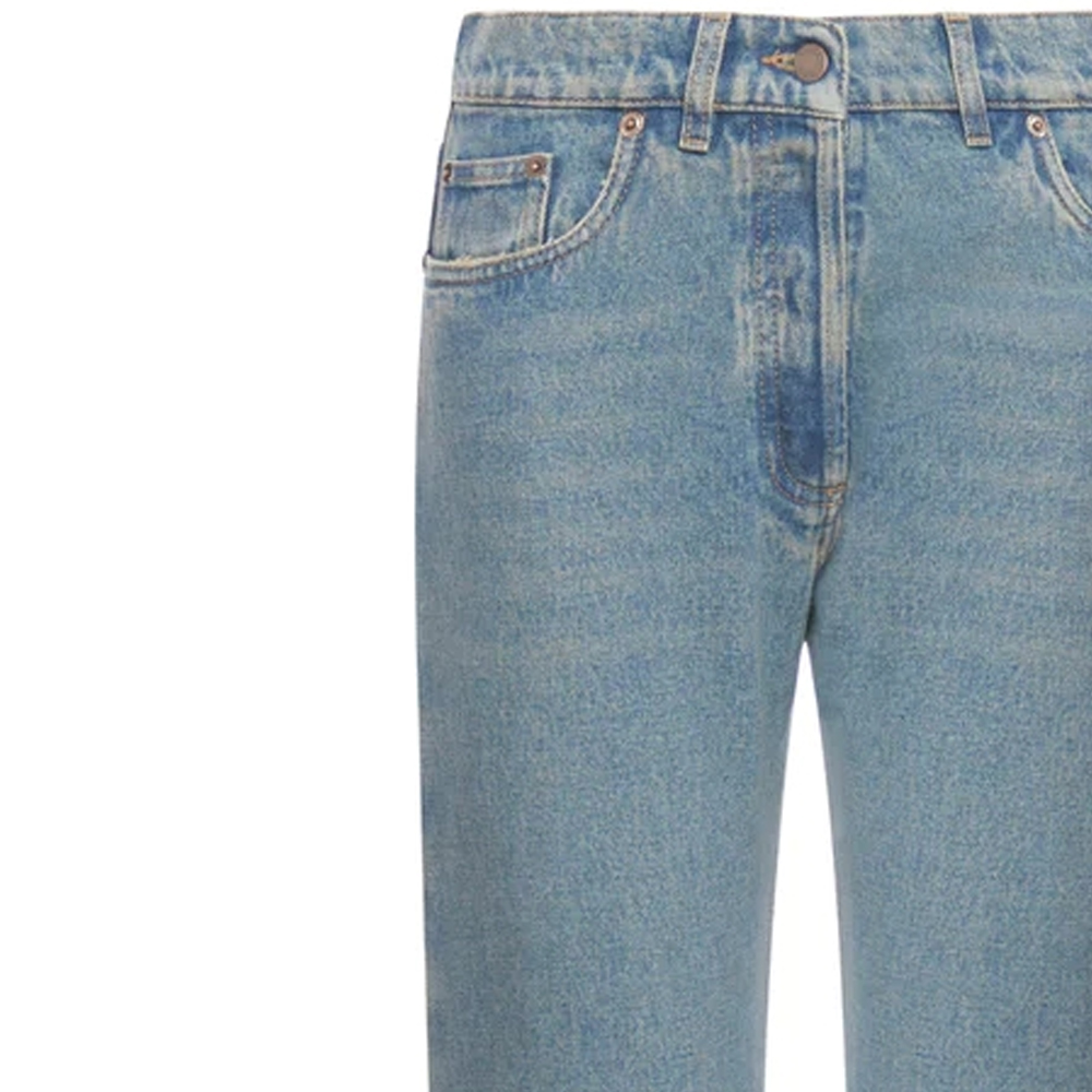 Shop (Women) PRADA SS24  Light Blue High-Waist Straight-Leg Denim Jeans. GFP469-13Z6-F0BAN-S-OOO