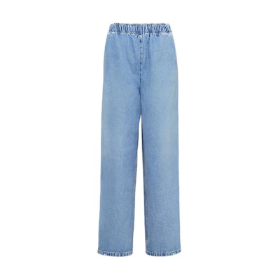 (Women) PRADA SS24 Light Blue Straight-Leg Elastic Waist Jeans with Back Pocket. GFP509-14CC-F0BAU-S-OOO