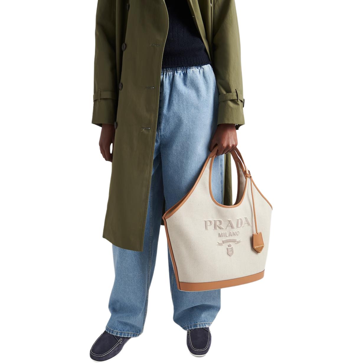 Lookbook (Women) PRADA SS24  Light Blue Straight-Leg Elastic Waist Jeans with Back Pocket. GFP509-14CC-F0BAU-S-OOO