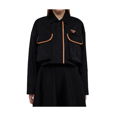 (Women) PRADA SS24 Logo Short Pocket Casual Jacket - Black 29X169-1WQ8-F0002