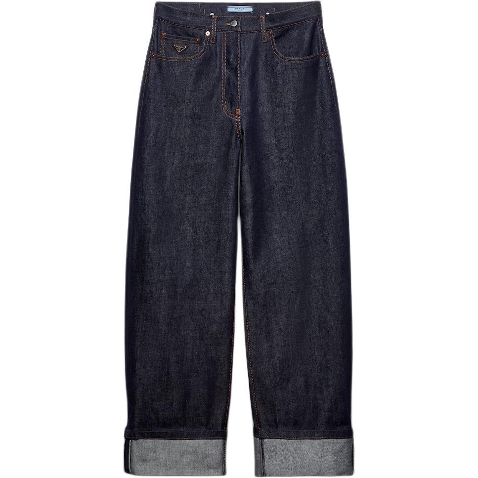 (Women) PRADA SS24  Loose Straight-Leg Denim Jeans with Zip Pocket Blue. GFP515-15C8-F0008-S-LMO