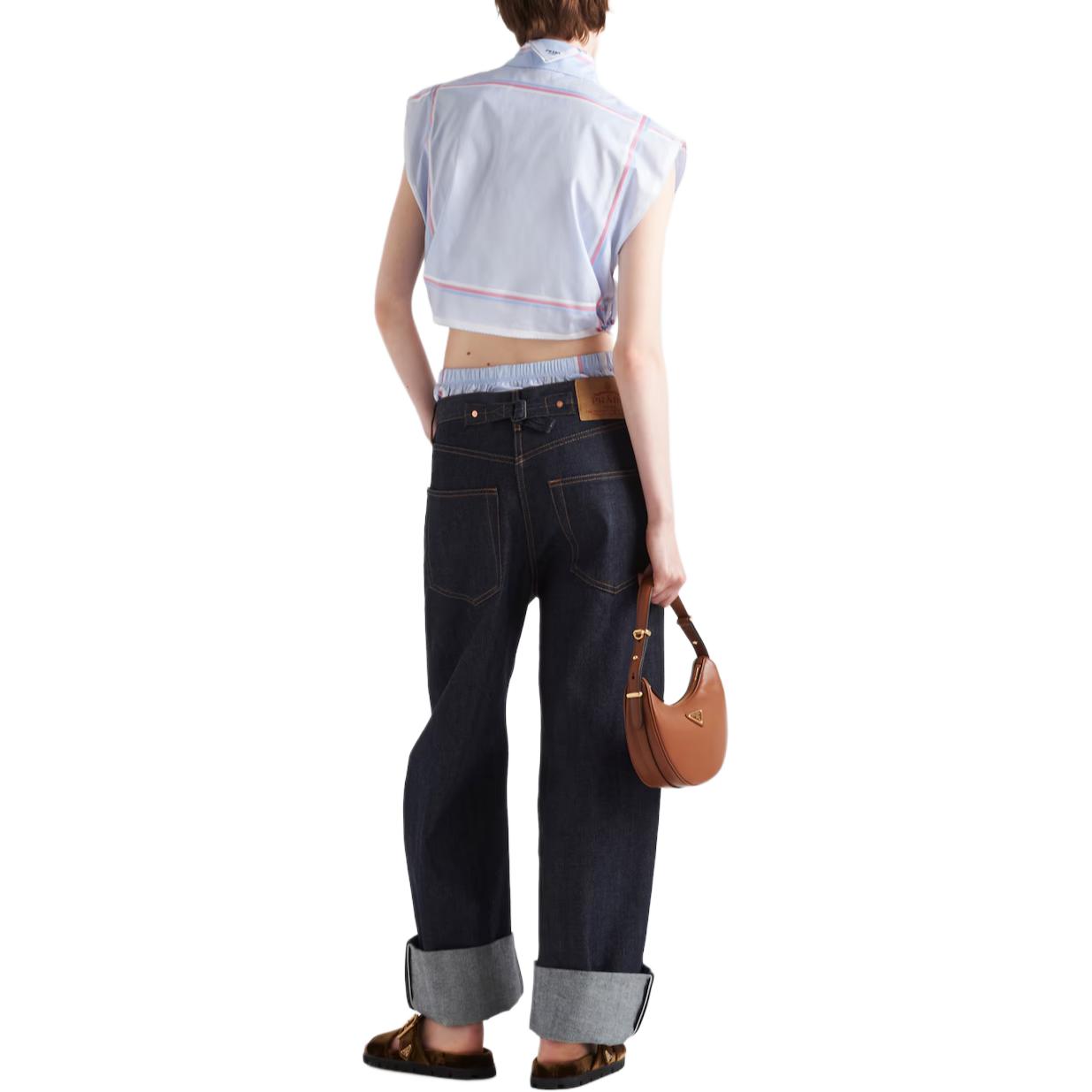 Shop (Women) PRADA SS24  Loose Straight-Leg Denim Jeans with Zip Pocket Blue. GFP515-15C8-F0008-S-LMO