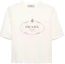 Order (W) PRADA SS24 Kaos Putih Logo Crewneck Lengan Pendek dengan Motif. 3549B-15D3-F0XPE-S-OOO