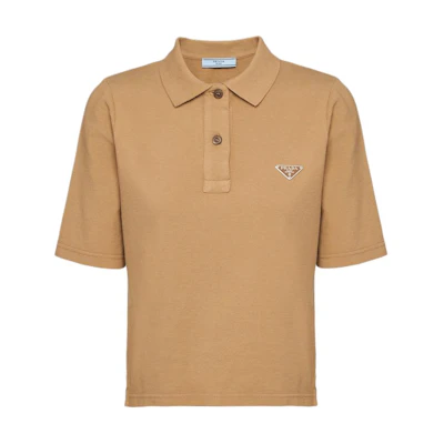 (Women) PRADA SS24 Slim Fit Logo Polo Shirt in Khaki Color. 39575-14LR-F0241-S-OOO